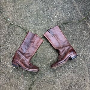 Vintage 1970s Frye Campus Boots Brown Leather Made in USA Square Toe Boots
